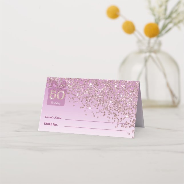 Hjälplöst 50-årspresent för födelsedagen Rosa Guld Placeringskort (Framsida)