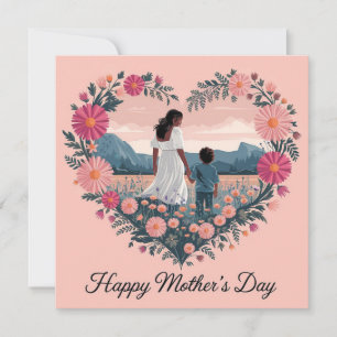 Hjälplöst design för mors dag: Mamma och barn Kort