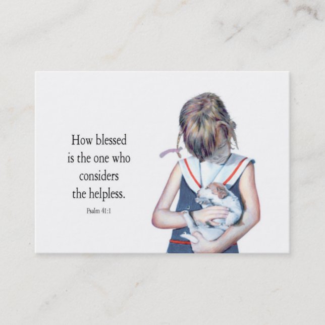 Hjälpreda och välsignelse visitkort (Framsida)