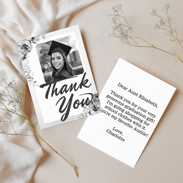 Hjälpsamt anteckningsfoster Morbror Examen Foto Bl Tack Kort (Graduation Thank You Card)