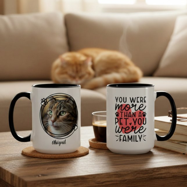 Hjälpsamt minnesfoto för husdjur - kärleksfullt mi mugg (More than a pet you were family cat mug — heartfelt memorial gift idea for the cat dad in your life)
