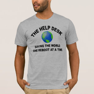 Hjälpskrivbordet - besparing världen tee shirt