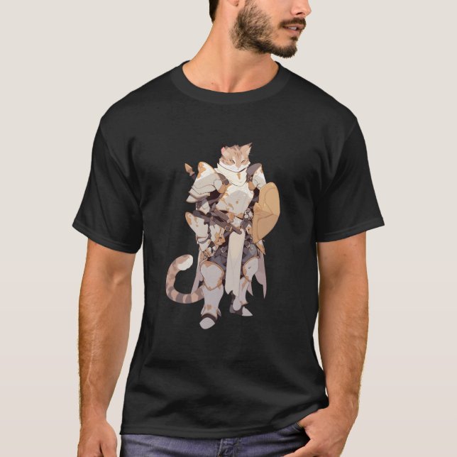 Hjältaktig Katt Paladin T Shirt (Framsida)