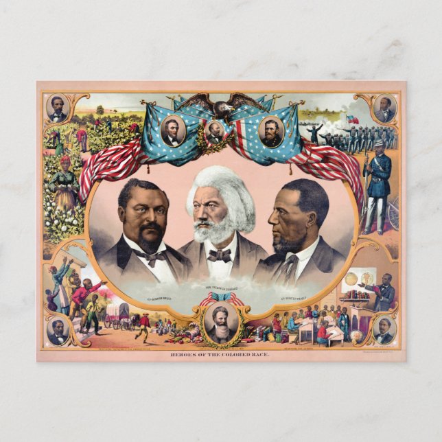 Hjältar av den färgade rasen Affisch 1881 Återstäl Vykort (Framsida)