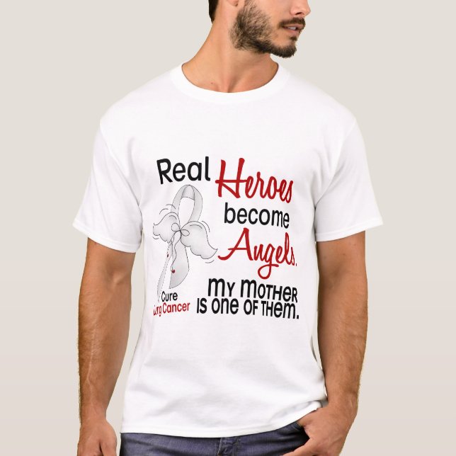 Hjältar blir änglarmorlungcancer t-shirt (Framsida)