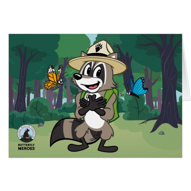 Hjälte för fjäril för skogsvaktarestack | - hälsningskort (Framsidan Horizontal)