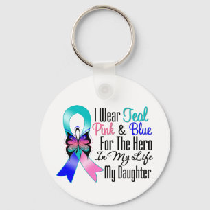 Hjälte för Thyroidcancerband min dotter Nyckelring