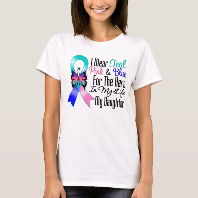 Hjälte för Thyroidcancerband min dotter Tee (Framsida)