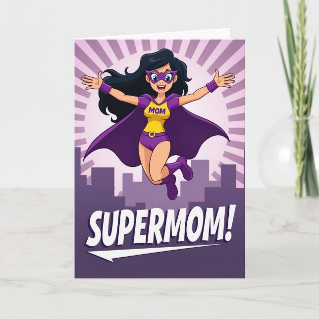 Hjälte Mamma Illustrationskort Kort (Framsida)