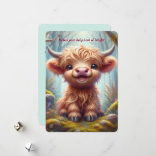 Hjältemodig Högländsk Kalv Platt Greeting Card Julkort