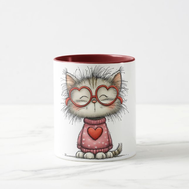 Hjältemodig kaffemugg med leende kattunge (#2) (Center)