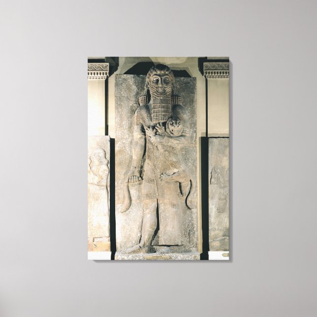 Hjälten Gilgamesh som håller en lejon Canvastryck (Framsida)
