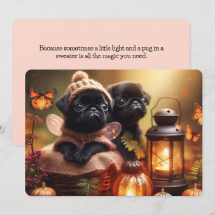 Hjältesk Höst Pug Välkomstkort Julkort