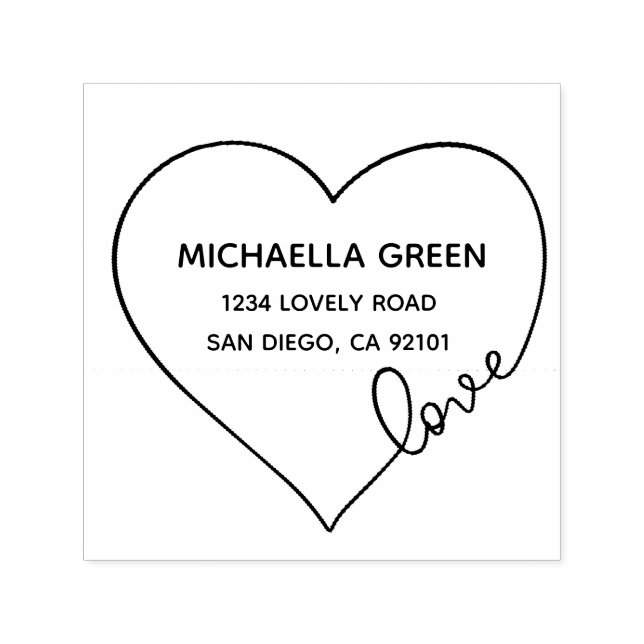 Hjärlek kärlek | Returadress gummistempel Självfärgande Stämpel (Design)