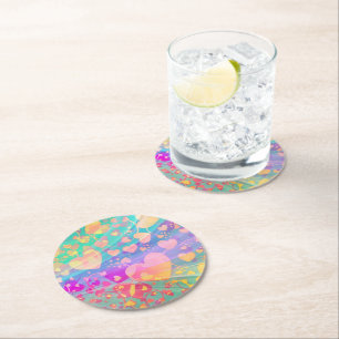 Hjärlek kärleksmönster Pastell design Underlägg Papper Rund