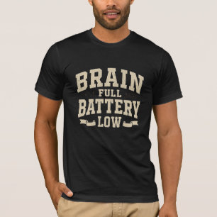Hjärna Full Batteri Låg Vintage Typografi T Shirt