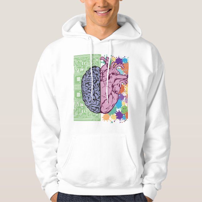 hjärna hjärta balans emotion hoodie (Framsida)