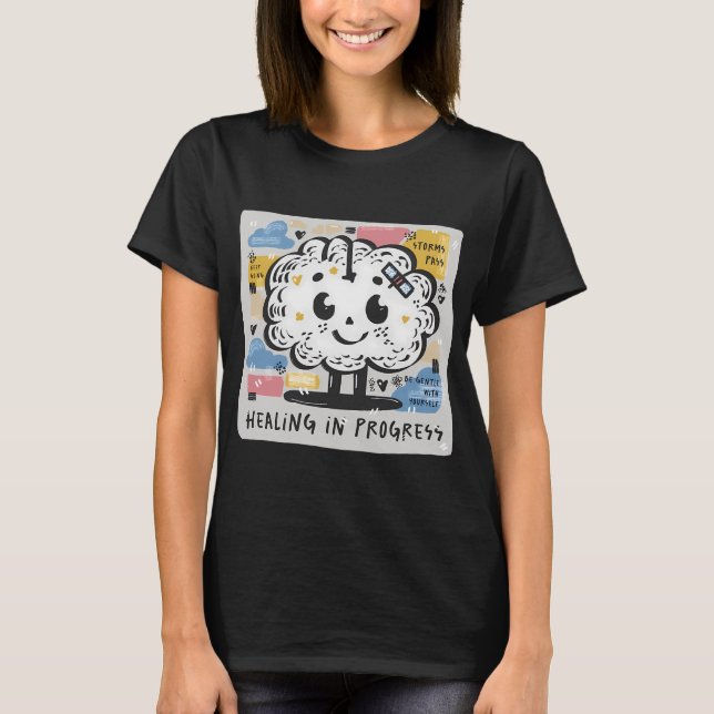 Hjärna med plåster – läkning pågår t shirt (Framsida)