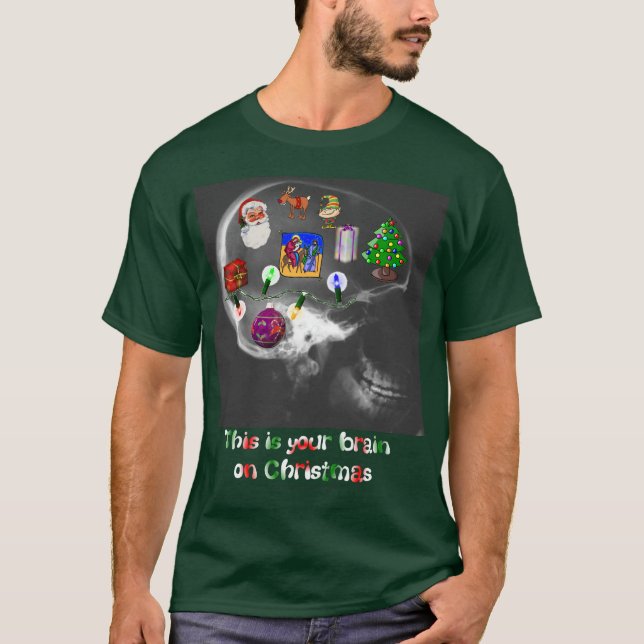 Hjärna på jul t shirt (Framsida)