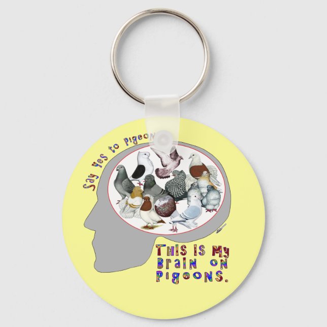 Hjärna på pigeons nyckelring (Framsida)