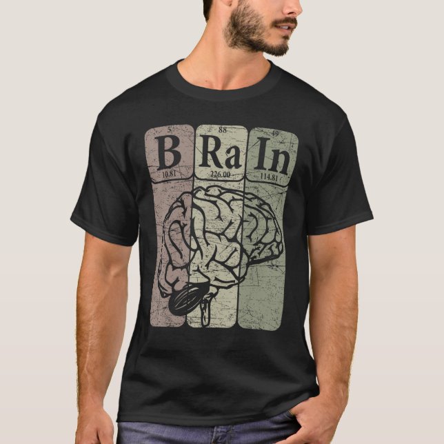 Hjärna Periodiska Tabell Element Neurolog Retro Ne T Shirt (Framsida)