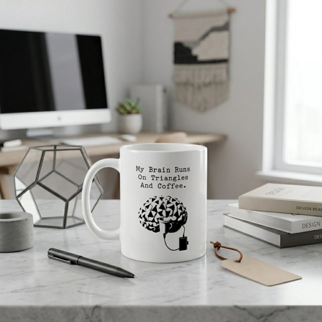 Hjärnan Kör På Trianglar Kaffe Geometrifantast Kaffemugg (Skapare uppladdad)
