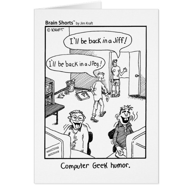 Hjärnan kortsluter "Geekhumor" vid Jim Kraft Hälsningskort (Framsidan)