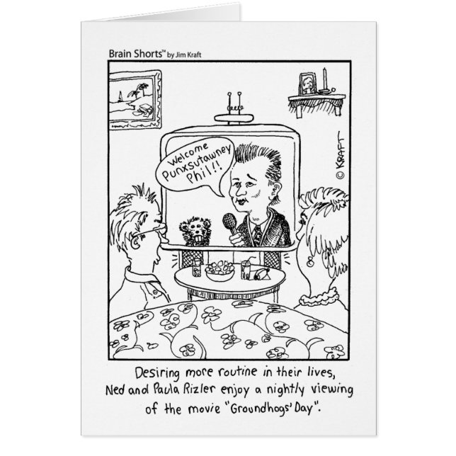 Hjärnan kortsluter "malde Hogsdag" vid Jim Kraft Hälsningskort (Framsidan)