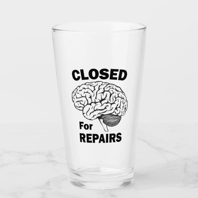 Hjärnan stängd för reparation glaskopp (Framsida)
