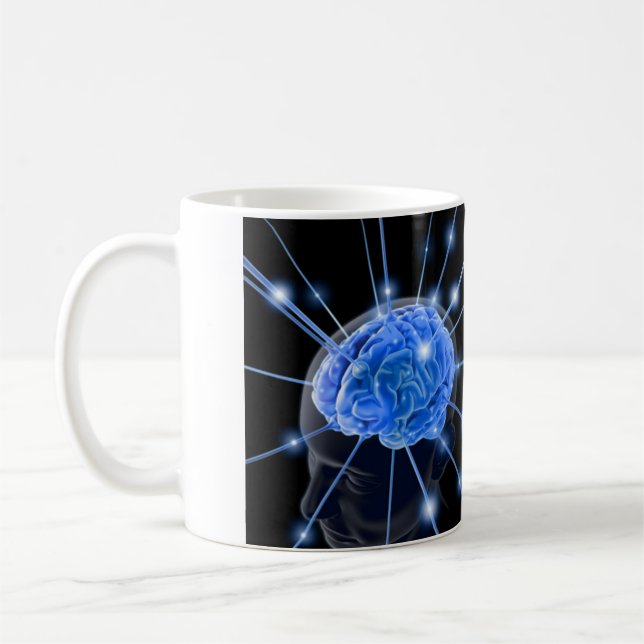 Hjärnan strålar muggen kaffemugg (Vänster)