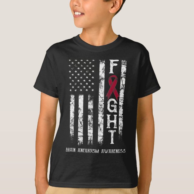 Hjärnaneurysmkrigare USA-flagga  T Shirt (Framsida)