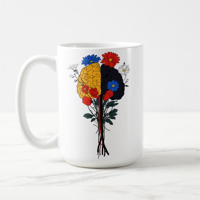 Hjärnans och blommornas harmoni kaffemugg (Vänster)