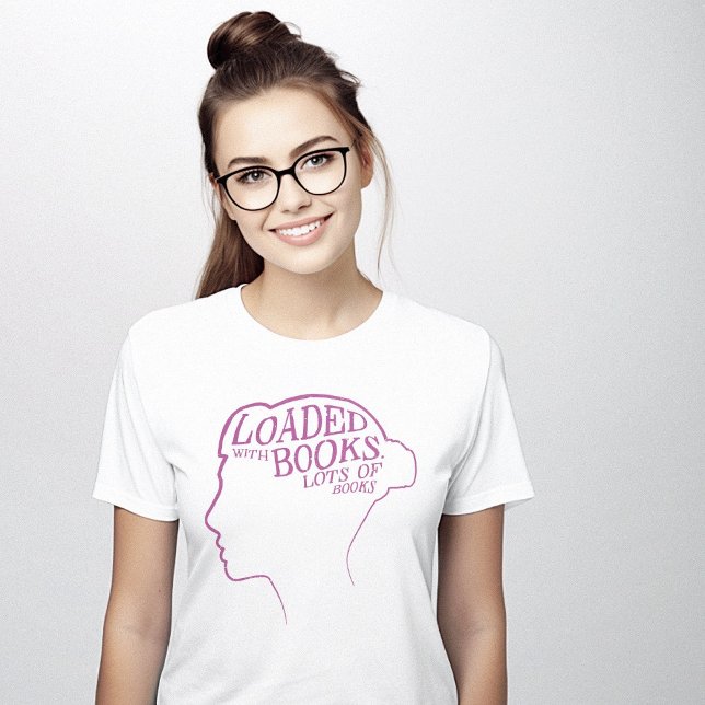 Hjärnbelastad med Bokar Clever Bibliophile T Shirt (Brain Loaded with Books Clever Bibliophile T-Shirt)