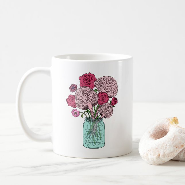 Hjärnblomsbukett Kaffemugg (Med munk)