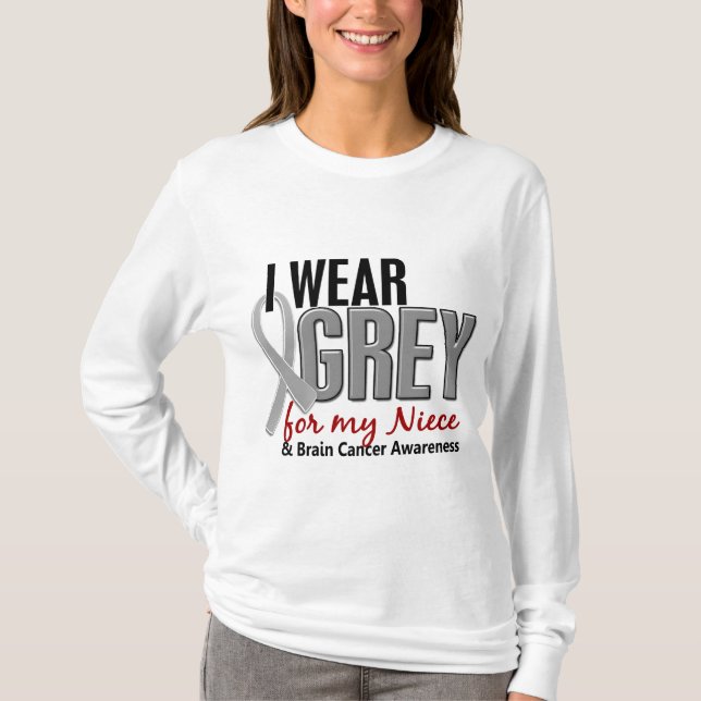 HJÄRNCANCER ha på sig jag grå färg för min T-shirt (Framsida)