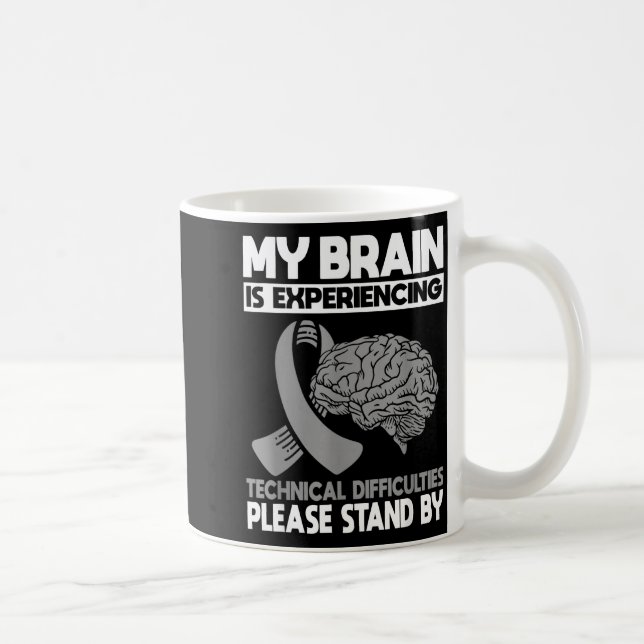 Hjärncancerkrigare Kemo Grå Medvetenhet Band Kaffemugg (Höger)