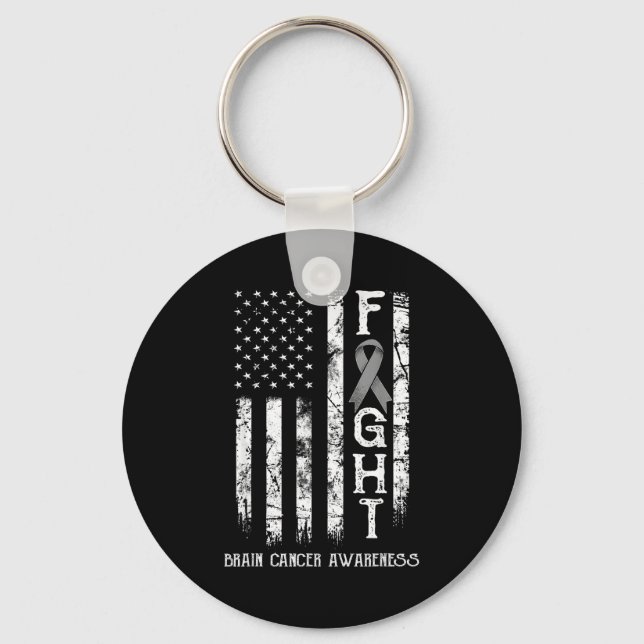 Hjärncancerkrigare USA-flagga Nyckelring (Framsida)
