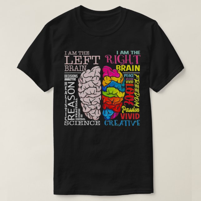 Hjärndelar Lämnat och Höger Brain Neuroscience T Shirt (Design framsida)