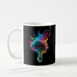 Hjärndesign med färgstark bulbexplosion kaffemugg