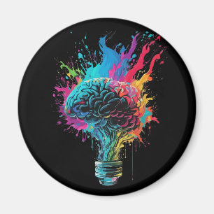 Hjärndesign med färgstark bulbexplosion magnet