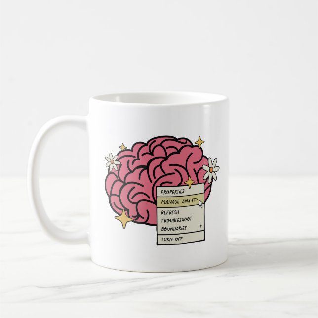 Hjärnegenskaper hanterar ångest  kaffemugg (Vänster)