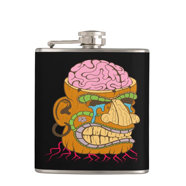 Hjärnexponerad Tiki Head, Funny Black Fickplunta (Framsidan)