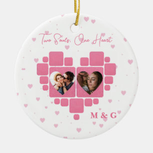 Hjärnfoto med anpassade bilder och monogram julgransprydnad keramik
