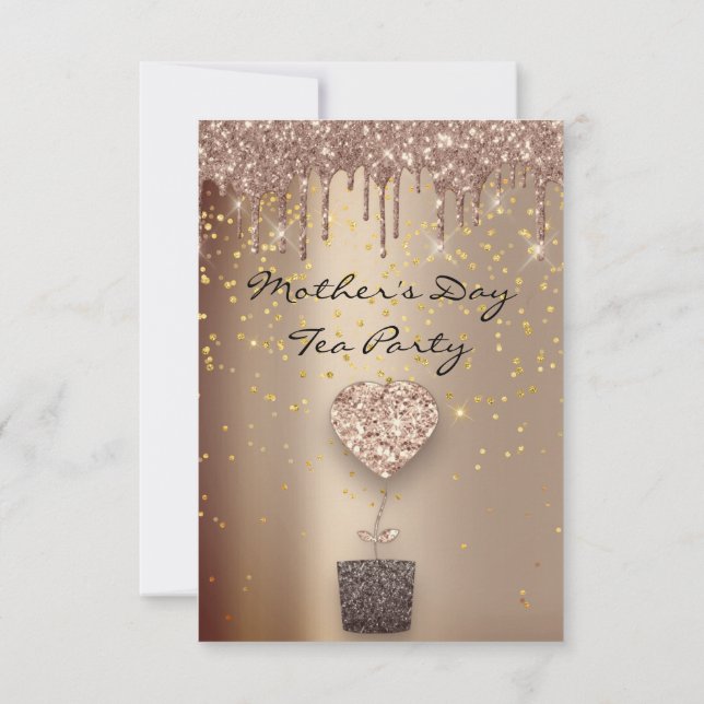 Hjärnglitterdropar Rosa Mors Dag Tekalas Inbjudningar (Baksida)