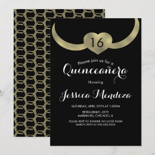 Hjärnkrona Quinceañera Sweet 16 Guld Folie  Inbjudningar