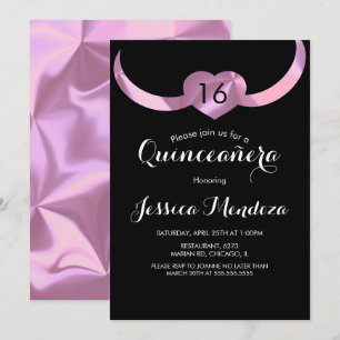 Hjärnkrona Quinceañera Sweet 16 Rosa Folie Inbjudningar