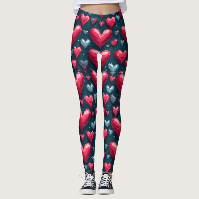 💙 Hjärnmönster Lekfull Hemstil Kärlek Leggings (Framsida)