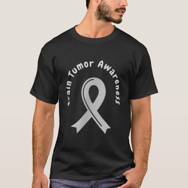 Hjärntumör medvetenhet band i maj bär grått t shirt (Framsida)
