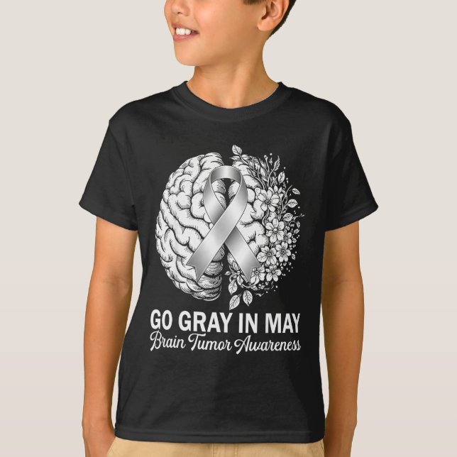 Hjärntumör medvetenhet bär grått i maj stark t shirt (Framsida)