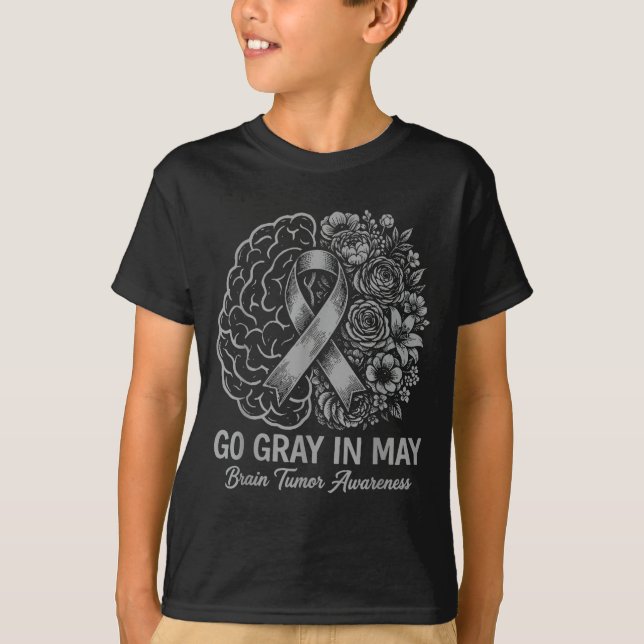 Hjärntumör medvetenhet bär grått i maj stark t shirt (Framsida)